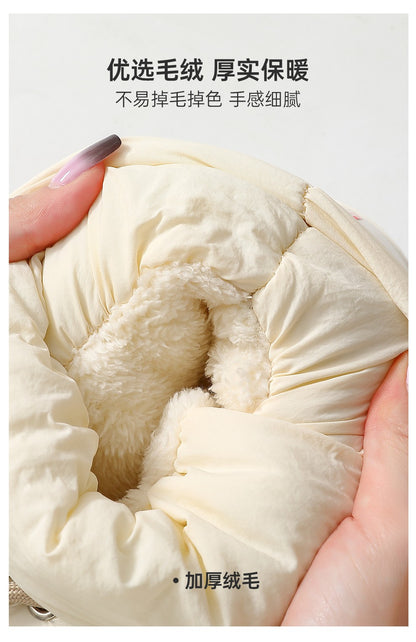 Winter Warm Thick Furry Women Ankle Boots Indoor Lace-up Plush Slippers Ladies Men Home Cotton Shoes