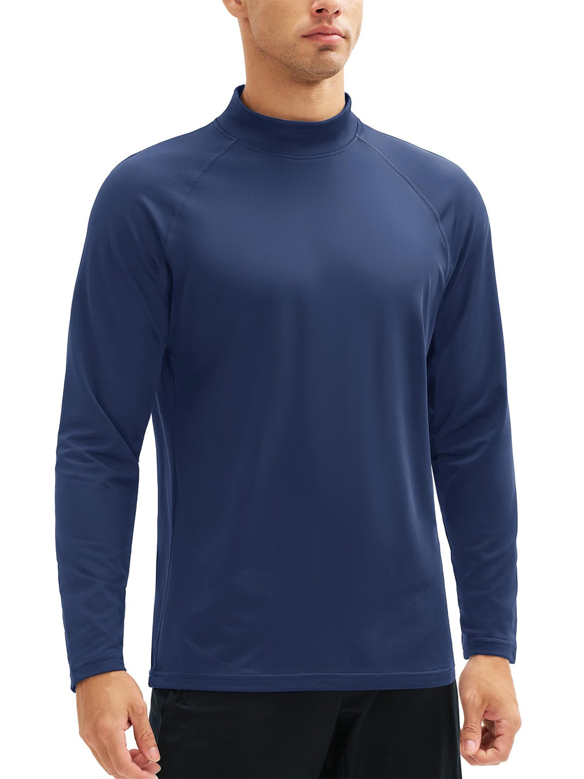 TACVASEN Mock Neck Thermal T-shirts Mens Micro-fleece Lined Long Sleeves Spring Athletic Workout Base Layer Pullover Tops Male