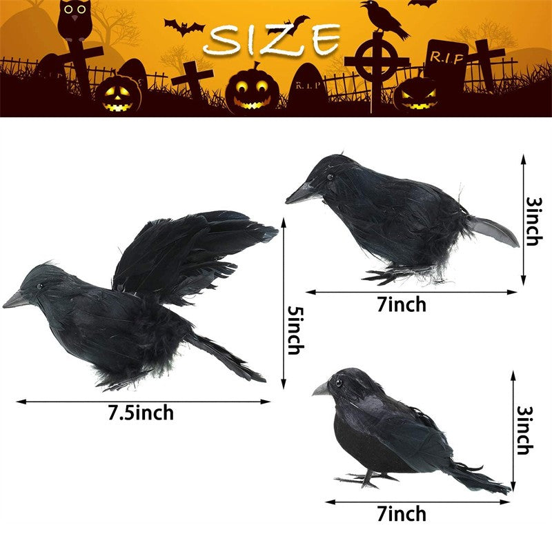 3/4/6Pcs Simulation Black Crow Animal Model Artificial Crow Black Bird Raven Home Decoration Party Prop Garden Decor 20x9x6cm