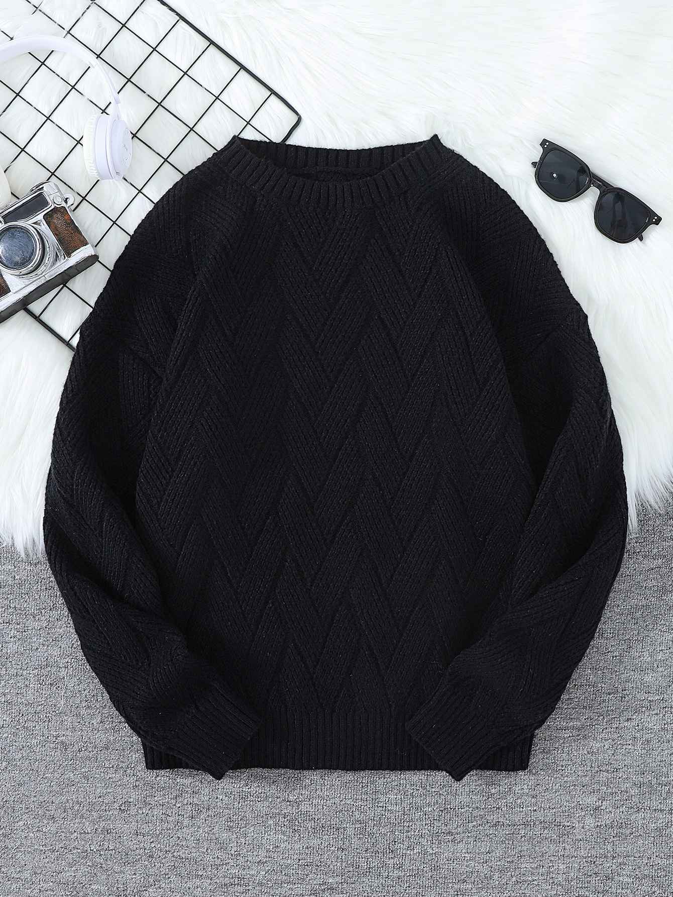 New\Japanese Style Round Neck Couple Sweater Plain Weave Style Casual Versatile Trendyy Men's Long-Sleeved Sweater Top