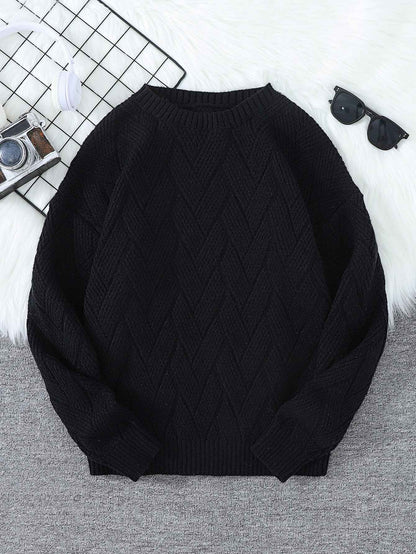 New\Japanese Style Round Neck Couple Sweater Plain Weave Style Casual Versatile Trendyy Men's Long-Sleeved Sweater Top