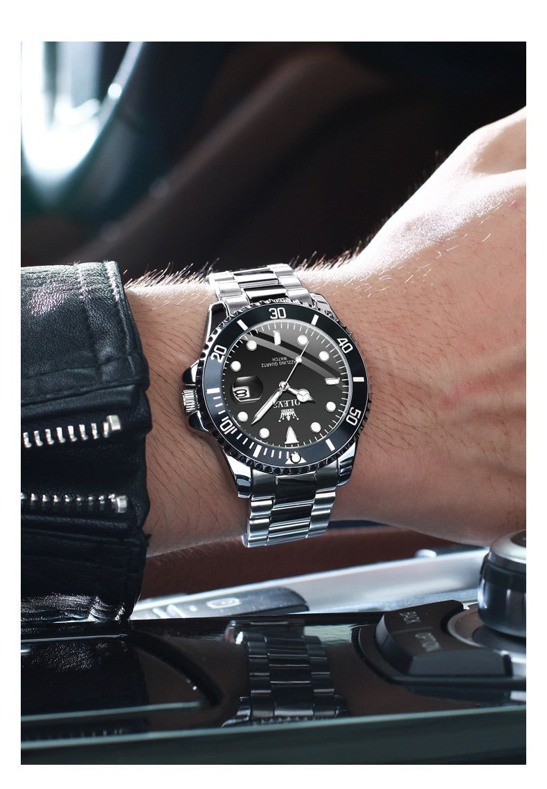 OLEVS Men's Watches Trend Luxury Fine Steel Strap Big Date Original Brand Quartz Wristwatch for Man Waterproof Luminous 5885 New