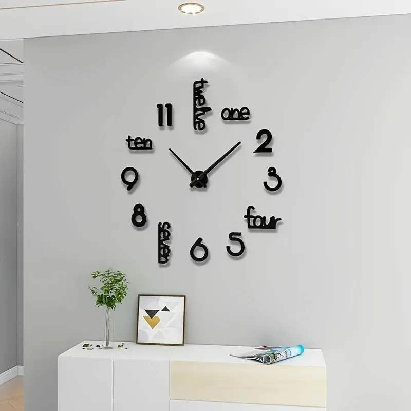 Frameless giant wall clock, modern home decoration,  bedroom, and   for home office. living room decoration
