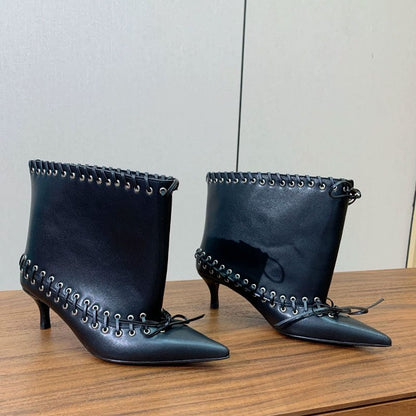 6.5 cm Heel Short Boots Pointed Fashionable Buckle Fashion Versatile Cool Women Boots Women Shoes  Ladies Shoes Botas De Mujer