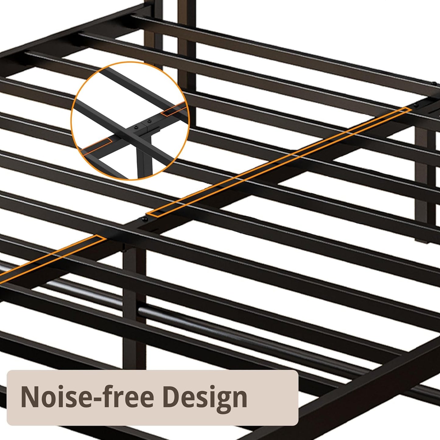 Estrutura de Cama de Casal com Cabeceira de Estante com Estação de Carregamento, Base para Colchão/Não Necessita de Box, Antiderrapante Wi