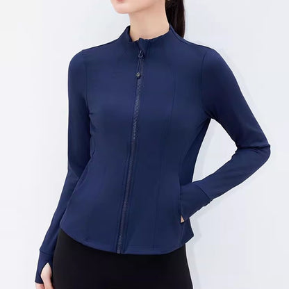 Women's Stand-up Collar Long Sleeve Zipper Jacket for Running Cycling Outdoor Pilates Yoga Fitness Slim Fit Autumn/Winter