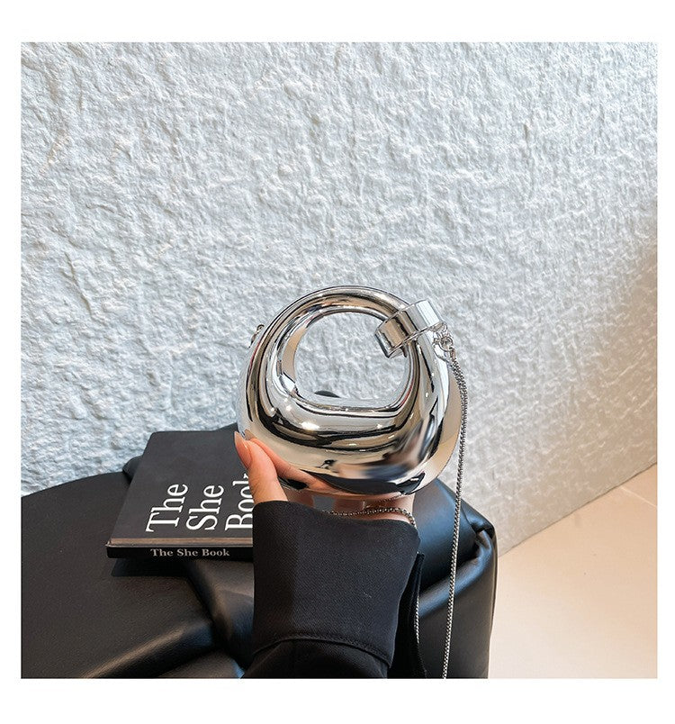 Fashion Crescent Mini Acrylic Chain Evening Bag for Women, Shoulder and Crossbody Bag