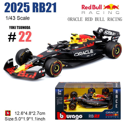 Novo em estoque Bburago 1:43 2025 F1 Japão Red Bull Rb21 Liga Modelos Miniatura Ferrari Sf25 #44 Rb21 Verstappen Mcl39 W16 ?Carro de Brinquedo