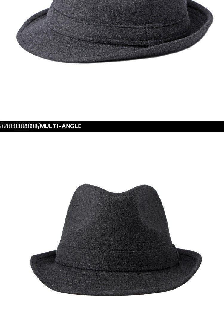 Gentleman Hat Men's British Style Retro Simple Pure Color Wool Top Hat Men's Casual Jazz Hat