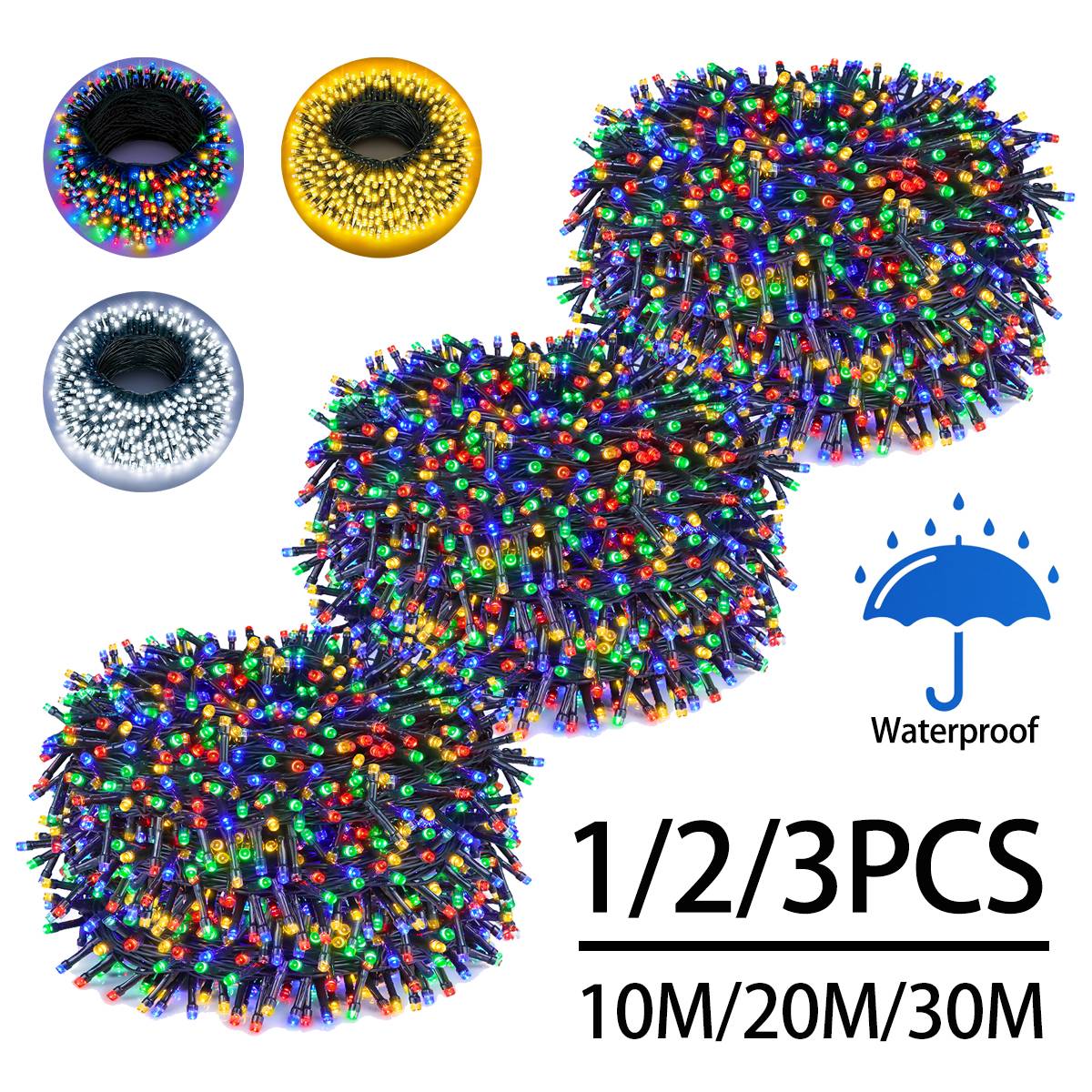 220V LEDs Twinkling Fairy Lights String 1/2/3Packs Holiday Christmas Tree Lawn Night Party Decorative Light Only EU Power Plug