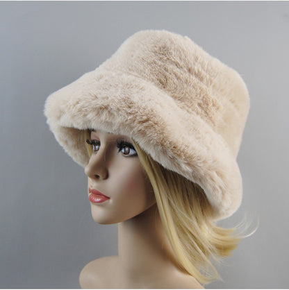 Hot Fashion Fake Rabbit Fur Hats Super Soft Women Winter Hat Cotton Lining Warm Russian Fashion Ski Beanies Plush Solid Color