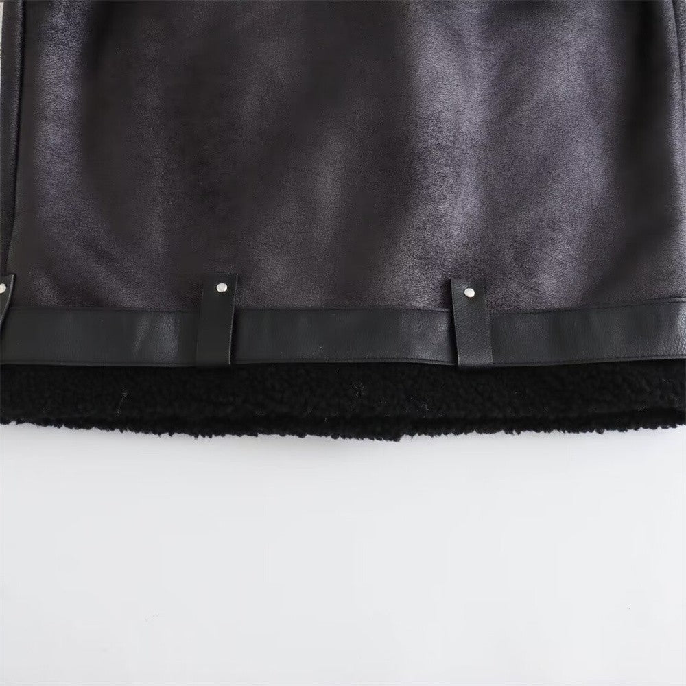 Autumn New Women's European and American Style Loose Fashion with Belt Double sided Collar Jacket Coat