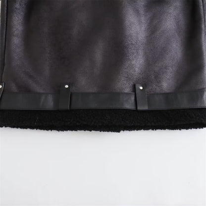 Autumn New Women's European and American Style Loose Fashion with Belt Double sided Collar Jacket Coat