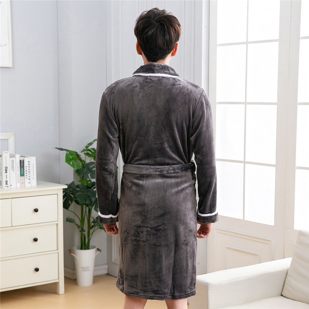 Large Size 3XL Flannel Robe Kimono Bathrobe Gown Winter Coral Fleece Sleepwear Nightwear Loose Thickened Home Wear Loungewear