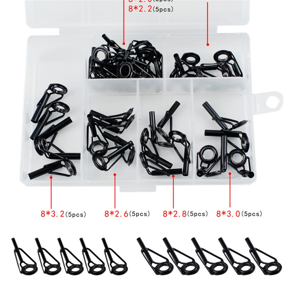 40 Peças/Caixa Anel Guia para Vara de Pesca Kit de Reparo Ponta Superior Conjunto 8# DIY Aço Inoxidável Molduras Cerâmica Ferramentas Acessórios de Pesca