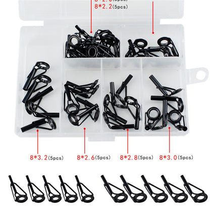 40 Peças/Caixa Anel Guia para Vara de Pesca Kit de Reparo Ponta Superior Conjunto 8# DIY Aço Inoxidável Molduras Cerâmica Ferramentas Acessórios de Pesca