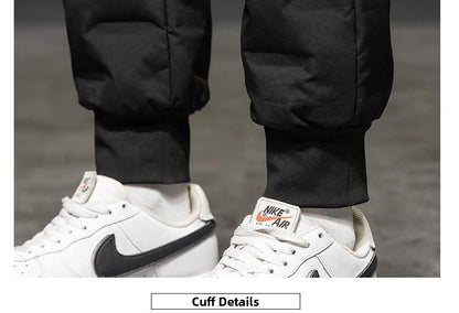 Men's Outdoor Casual down Trousers Windproof Waterproof Winter Warm Cotton Pants Dstring Waist Long Polyester Fiber