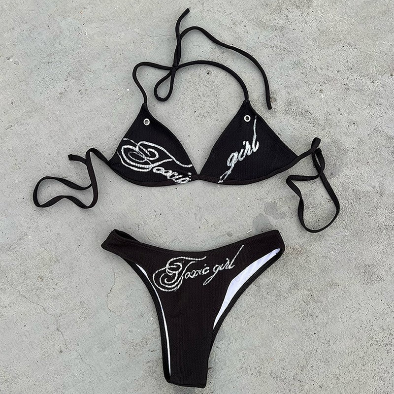 Y2k Gothic tight corset from the 2000s backless  sleeveless hot and spicy Emo girl crop top summer bikini set beach vest party