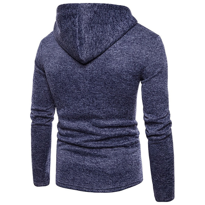 Men's Hoodie with Side Zipper Pockets Thin Wool Solid Color Casual Outdoor Hooded Tracksuit Long Sleeves Slim Hooded Jacket