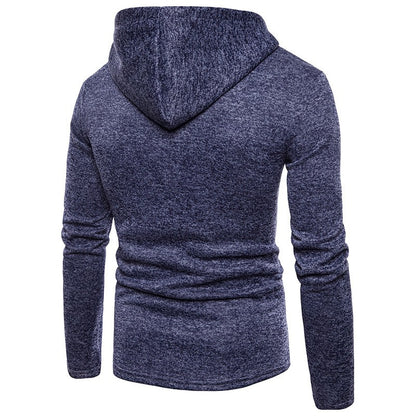 Men's Hoodie with Side Zipper Pockets Thin Wool Solid Color Casual Outdoor Hooded Tracksuit Long Sleeves Slim Hooded Jacket