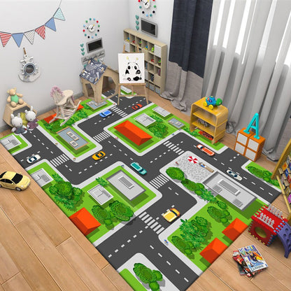 Creative Cartoon Car Track Living Room Rugs Children's Bedroom Bedside Floor Carpet Sofa Coffee Table Rug Puzzle Game Carpets