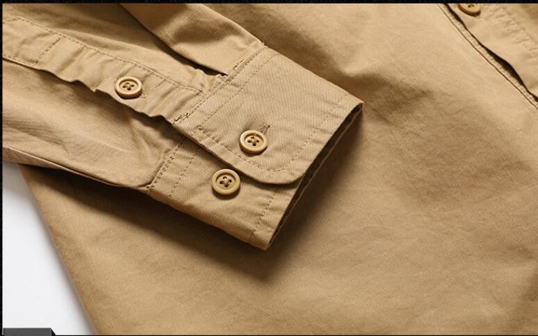 New Spring Men Long Sleeved Cargo Shirts High Quality Man Outdoor Multi Pockets Loose Tooling Shirts Male Casual Shirts Size 5X