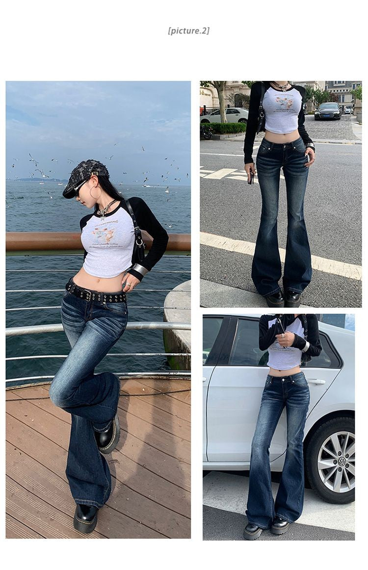 High Waist Jeans Womens Fashion Personality Slim Fit Retro Bell Bottoms Trousers Autumn Winter Jeans Women's Pants Women Pants