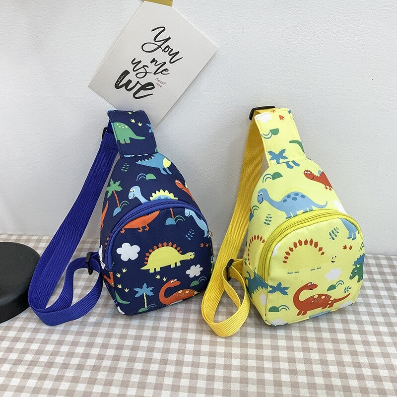 Bolsas de Ombro de Dinossauro Fofas Infantis Bolsas de Peito Casuais Novas para Meninas e Meninos Porta-Moedas de Nylon Bolsas Pequenas a Tiracolo