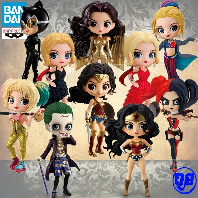Bandai Autêntico Qposket Dc Hero Arlequina Coringa Mulher Maravilha Supergirl Boutique Modelo Artesanal Presentes Periféricos Colecionar Brinquedos