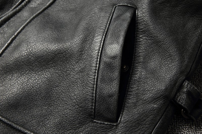 2025 Retro Style 100% Top Layer Cowhide Oversized Leather Jacket Color is made of Old Motorcycle Riding Clothes.