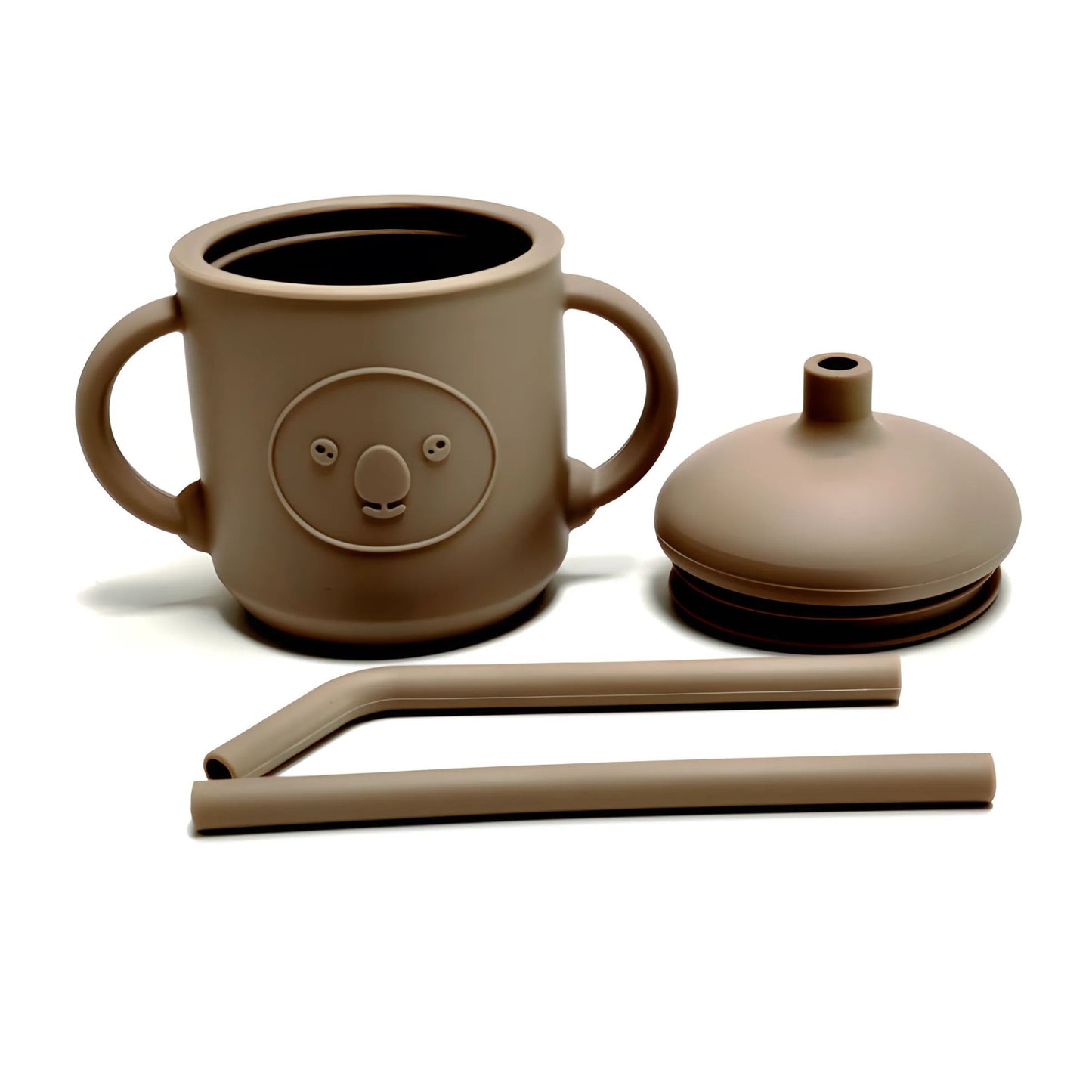 Silicone Learning Mug With Straw Children's Drop Resistant High Temperature Training Cup With Lid Baby Silicone Mug