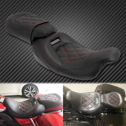 Assento de Motocicleta Duplo Preto Dianteiro Traseiro para Piloto e Passageiro para Harley Touring Road King Street Electra Road Glide 2009-2024