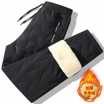 Calça Casual com Cordão Elástico na Cintura Moletom Esportivo Calça Folgada de Inverno Masculina Roupas Masculinas Quentes à Prova de Vento Y2k?