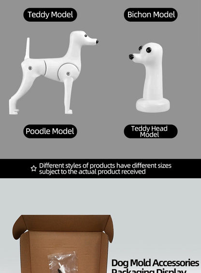 Standard Bichon Pet Simulation model Dog for Grooming Practice Fake Hair Trim And Style Must Be Used with Skeleton Model