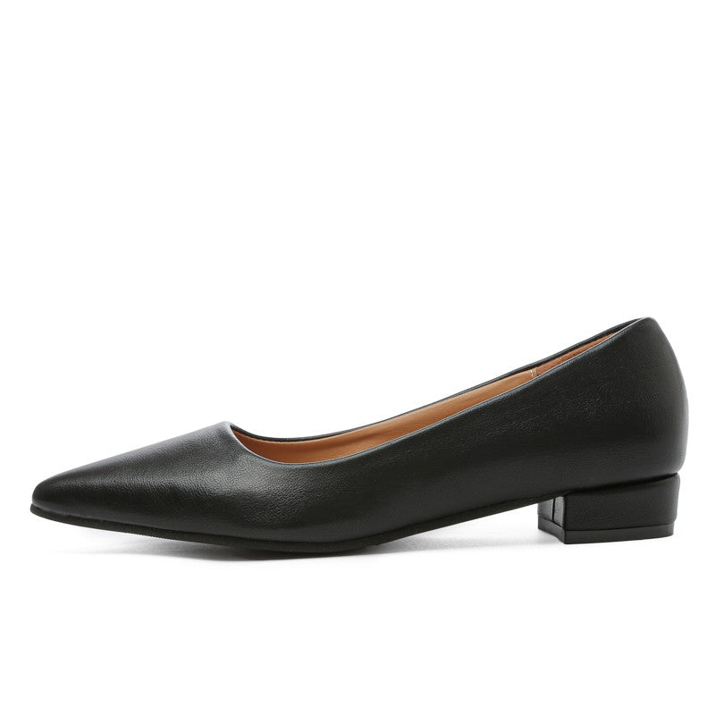 Sapatos Femininos de Couro Pequenos com Salto Quadrado de Boca Rasa e Bico Fino, Elegantes e Modernos, de Salto Alto, Sapatos de Festa Zapatos Mujer