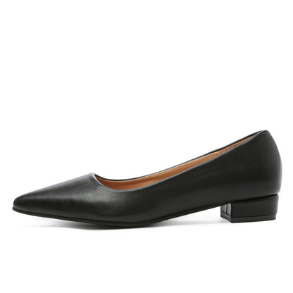 Sapatos Femininos de Couro Pequenos com Salto Quadrado de Boca Rasa e Bico Fino, Elegantes e Modernos, de Salto Alto, Sapatos de Festa Zapatos Mujer