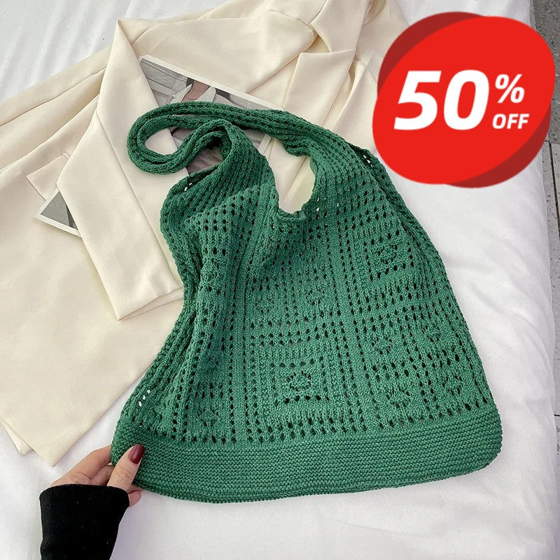 Bohemian Crochet Tote Bag for Women Handwoven Macrame Shoulder Bag with Hollow Knit Design Elegant Christmas Gift for Her, Beach