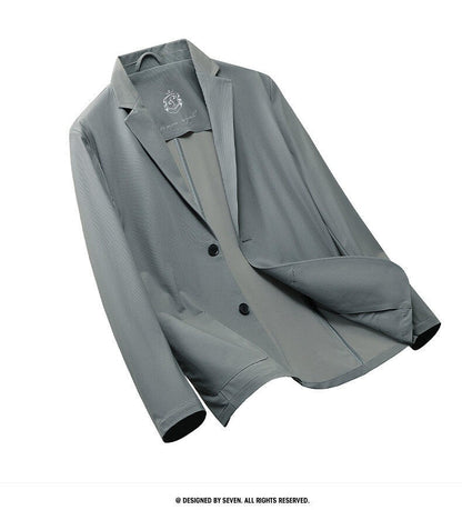 2025 Summer Thin Ice Silk Sunscreen Suit Jackets Classic Elasticity Traceless Sun Protection Blazers Social Office Formal Coats