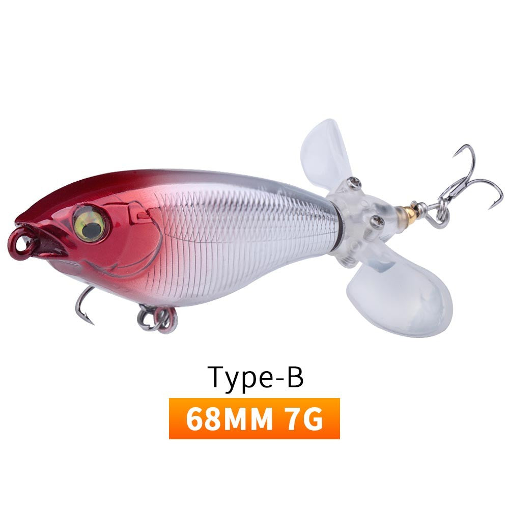 Iscas de Pesca TREHOOK 9g/16g de Superfície Whopper Popper Cauda de Hélice Dupla Giratória Isca Artificial Flutuante