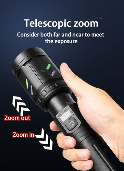 Ultra Powerful Windproof Fire Starting Flashlight Rechargeable High Power Torch Focused Light Source Can Light A Flame Lantern