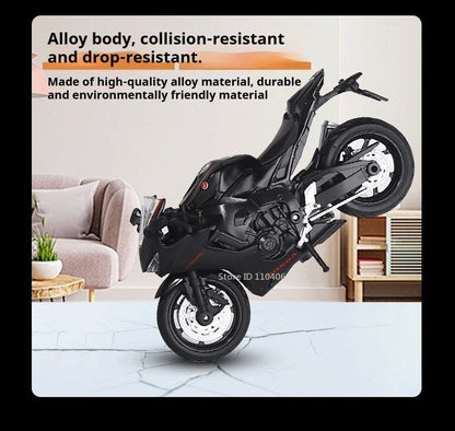 1:18 Hayabusa R1 GSX1000R CBR1000RR Modelos de Miniaturas de Motocicletas Brinquedo de Liga Fundido Direção da Roda Dianteira com Amortecimento Presentes