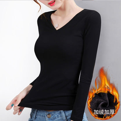 Women Thermal Underwear Winter Turtleneck Bottom Shirt Solid Semi High Collar Long Sleeve Basic T-Shirt Heating Fiber Pullovers