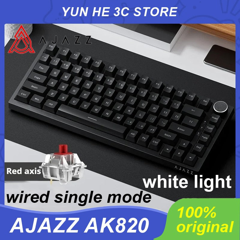 Teclado Mecânico Ajazz Ak820 USB com Fio 75% Luz Branca Gasket Teclas Hot Swap Completas Teclado Gamer Esports Personalizado para PC Notebook