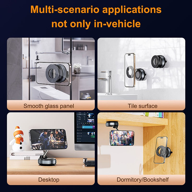 Suporte magnético forte para telefone Xiaomi, design dobrável, suporte automotivo a vácuo ajustável em 360° para celular para transmissão ao vivo em iPhone