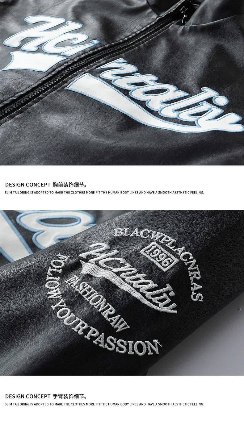 2025 New Men's Leather Jacket Spring Autumn Men Motorcycle Leather High Quality Jacket Coat Male Stand Collar Windproof Overcoat