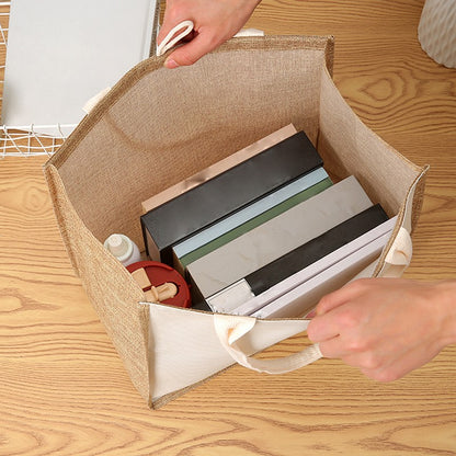 Blank Canvas Tote Bag – Faux Burlap Texture, Large DIY Painting Bag for Acrylics, Hand Carry Shopping Purse