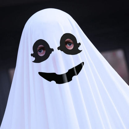 Hooded Halloween Cloak Cape Funny Cosplay Smile Face Ghost Poncho Robe Fright Clothes Black Eye Ghost Cosplay Costume