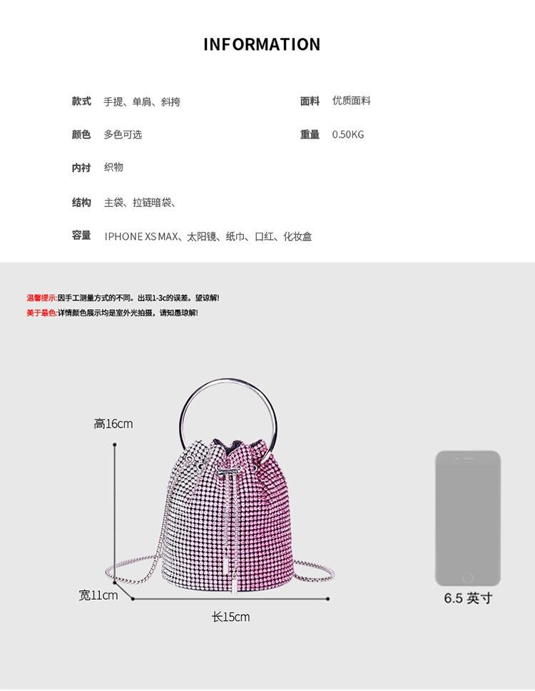 Women's bag 2024 a w bucket bags Women's inlaid diamond bag Fashion dinner women luxury single shoulder designer handbags