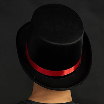 Black Top Hat for Adults Classic Tuxedo Hat Costume Magician Hat with Satin Band for Men and Women Elegant Design