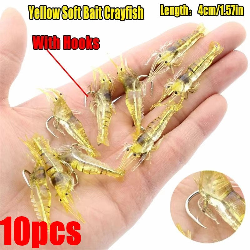10/20/30 PEÇAS Isca Macia de Camarão para Pesca com Anzol, Iscas Artificiais Crankbaits para Pesca, Iscas Artificiais Wobblers para Pesca de Arrasto